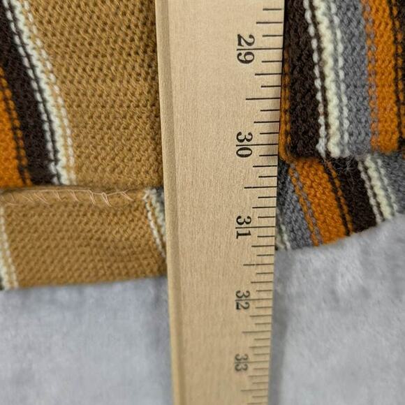 Vtg Lady Van Neff Sweater Womens Medium Tan Striped Lace Up Neck Bell Sleeves - Picture 3 of 7